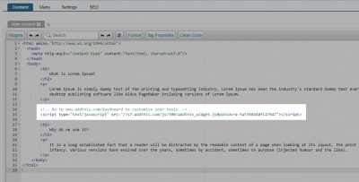 Placing AddThis snippet to CMS page